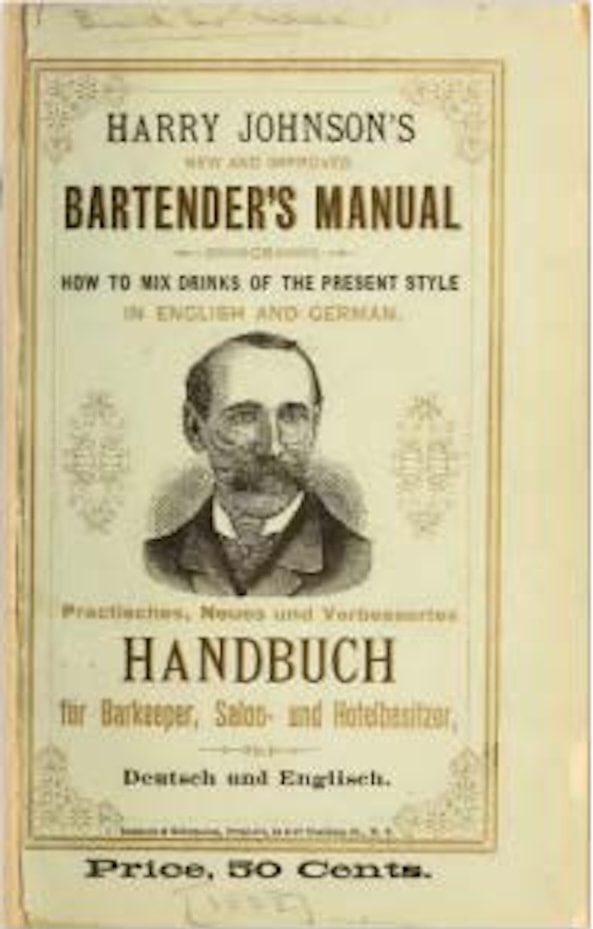 Cover of Harry Johnson's Bartenders' Manual, published in 1882